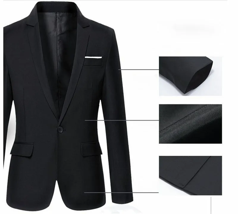 Hot sale Mens Korean slim fit arrival cotton blazer Suit Jacket black blue  plus size s to 4XL Male blazers Mens coat Wedding