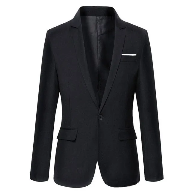 Hot sale Mens Korean slim fit arrival cotton blazer Suit Jacket black blue  plus size s to 4XL Male blazers Mens coat Wedding