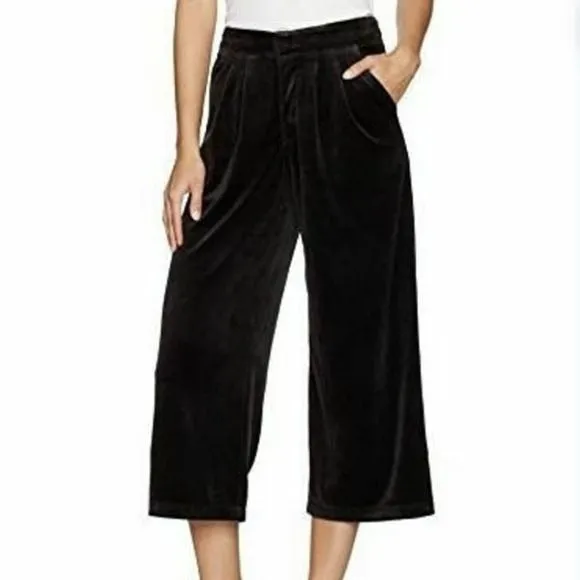 Juicy Couture Pitch Black Velour Cropped Trousers