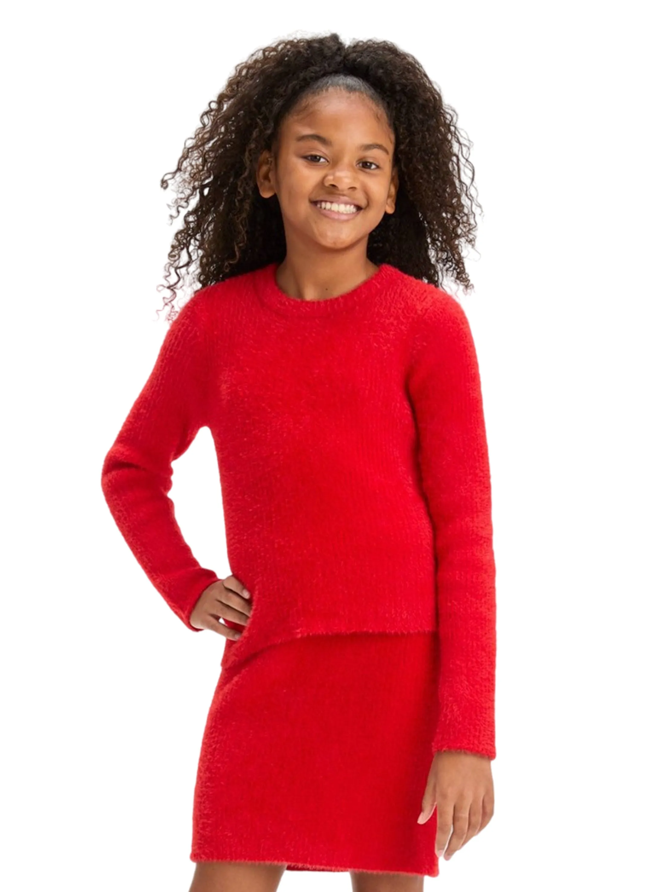 Kids Girl's Textured Sweaters,Red