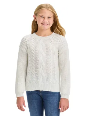 Kids Girl's Textured Sweaters,White