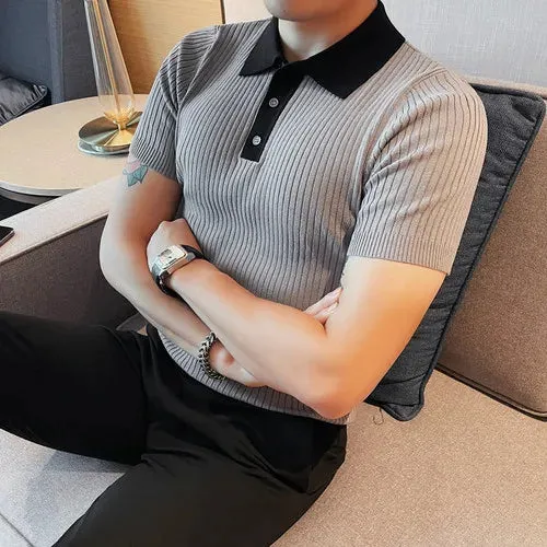 LMS Knitting Short Sleeve Polo Shirts