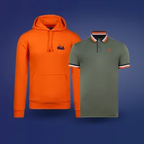 Logo Hoodie Carmine Orange/Khaki Bundle