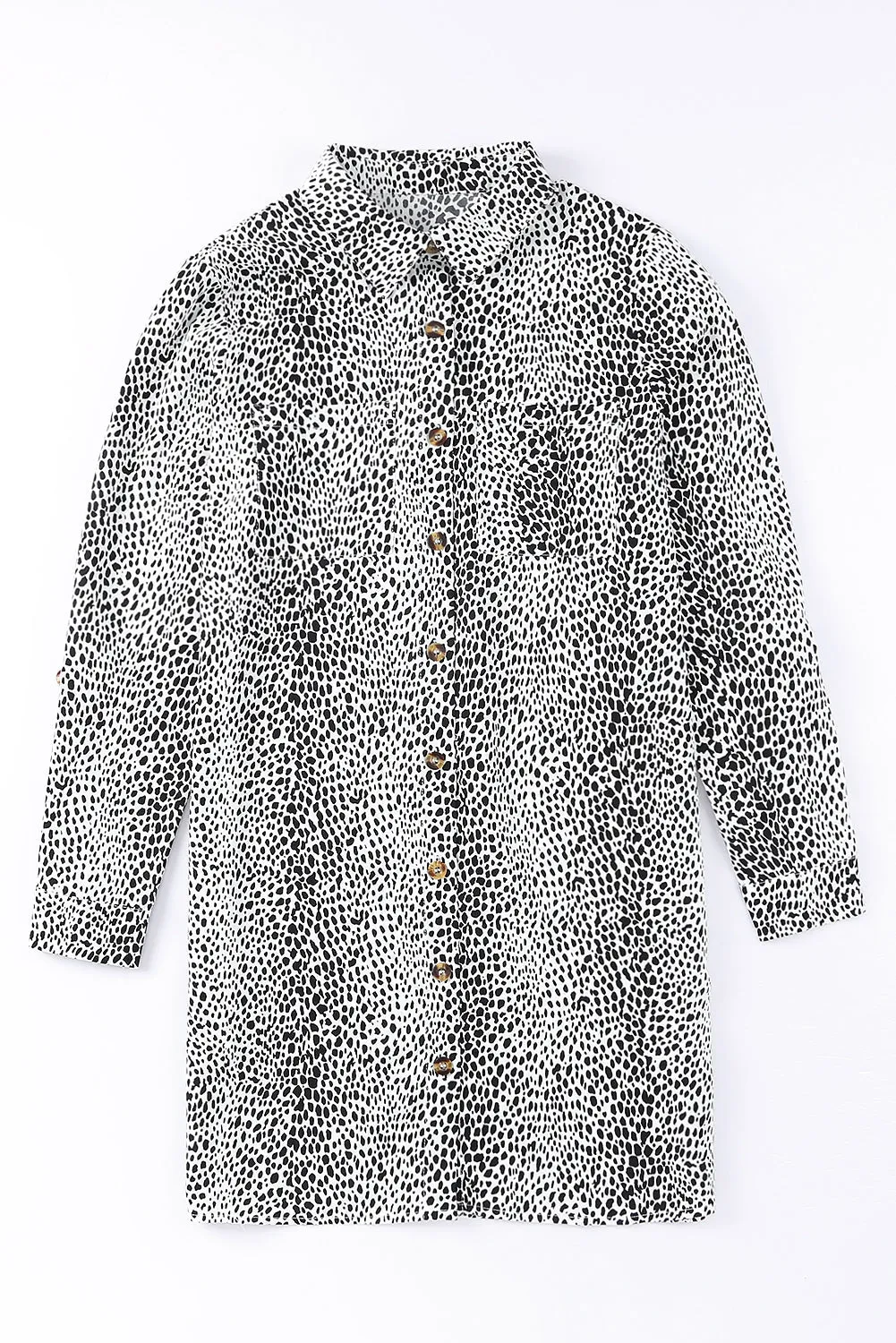 Long Sleeve Animal Print Shirt Dress