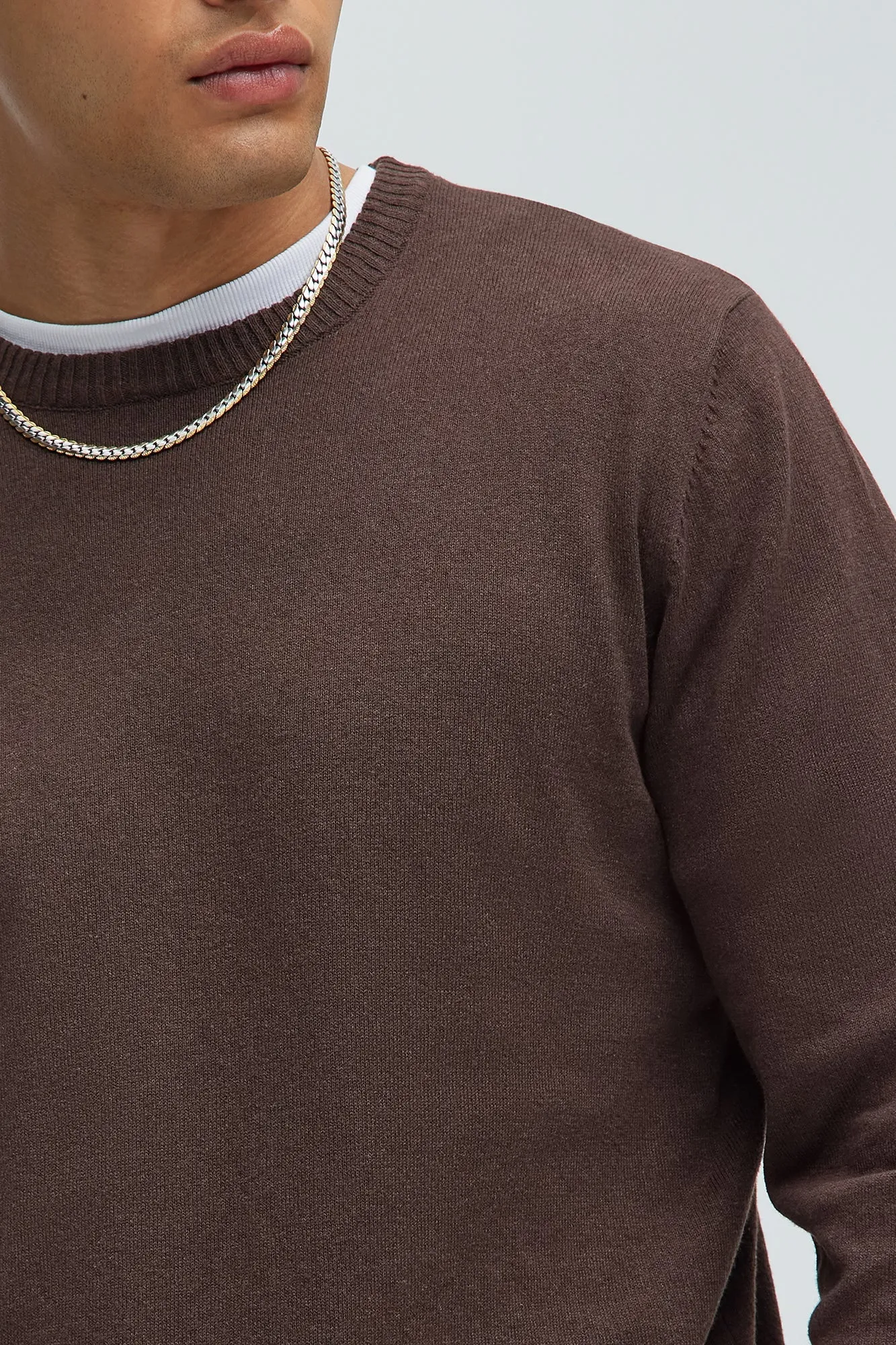 Mens Brown Crewneck Sweater