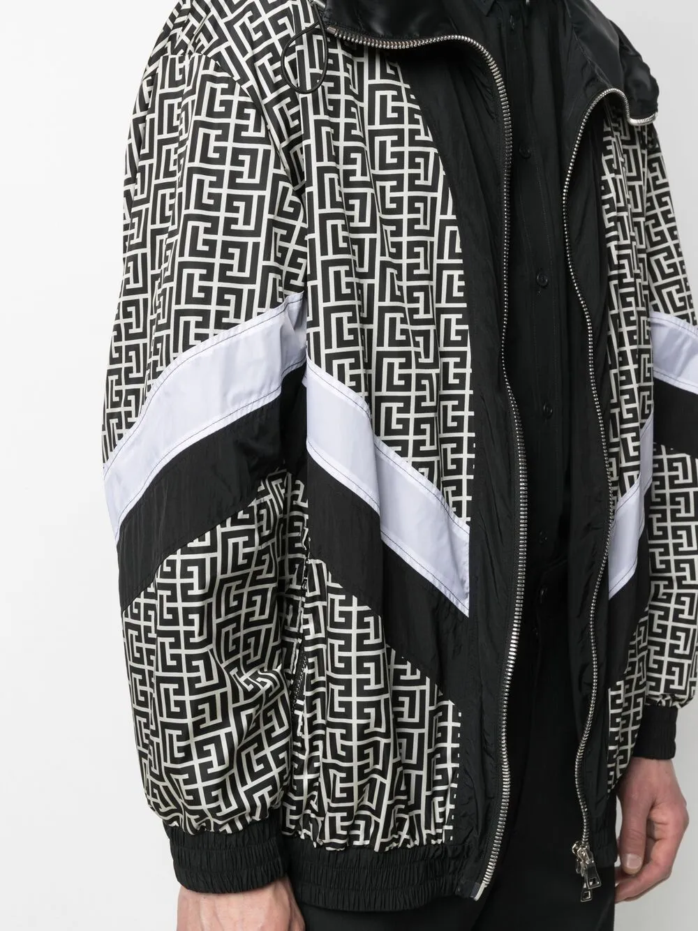 Monogram-Print Hooded Bomber Jacket