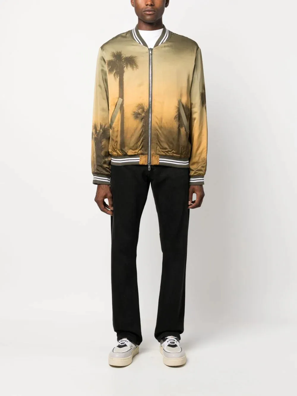 Palm Tree-Print Bomber Jacket