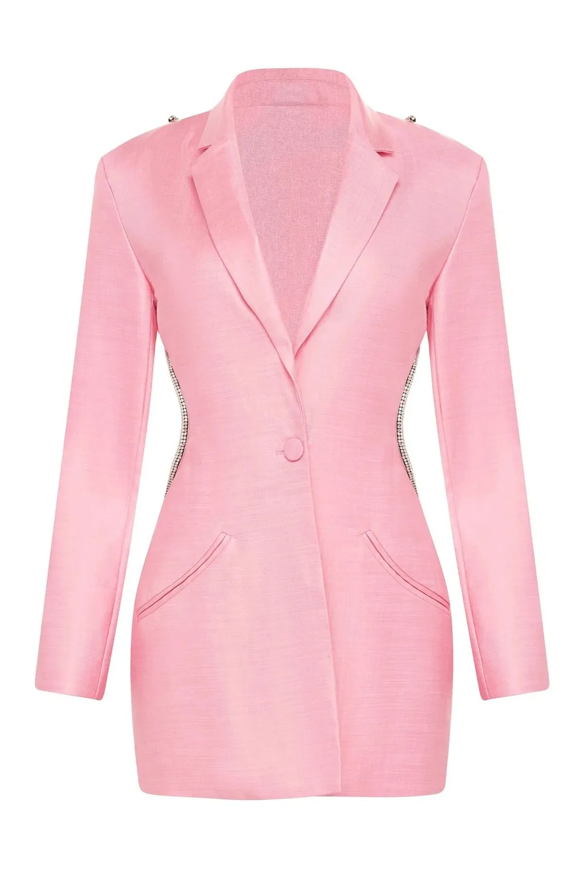 Pink Backless Diamond Blazer