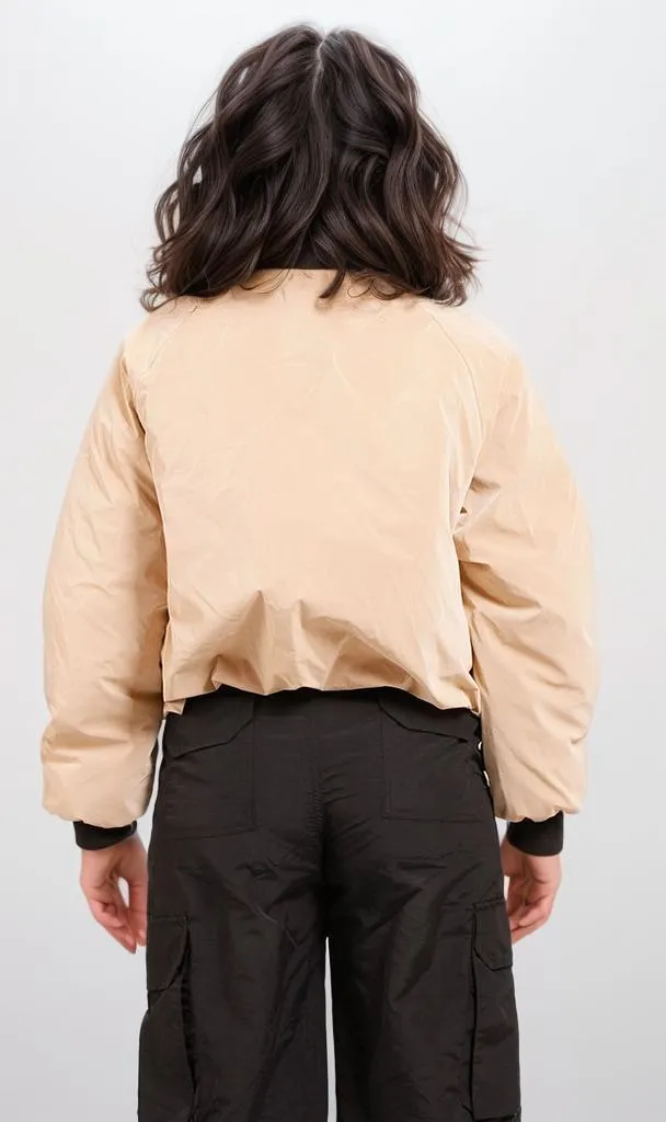 r205936-CROPPED BOMBER JACKET - BEIGE