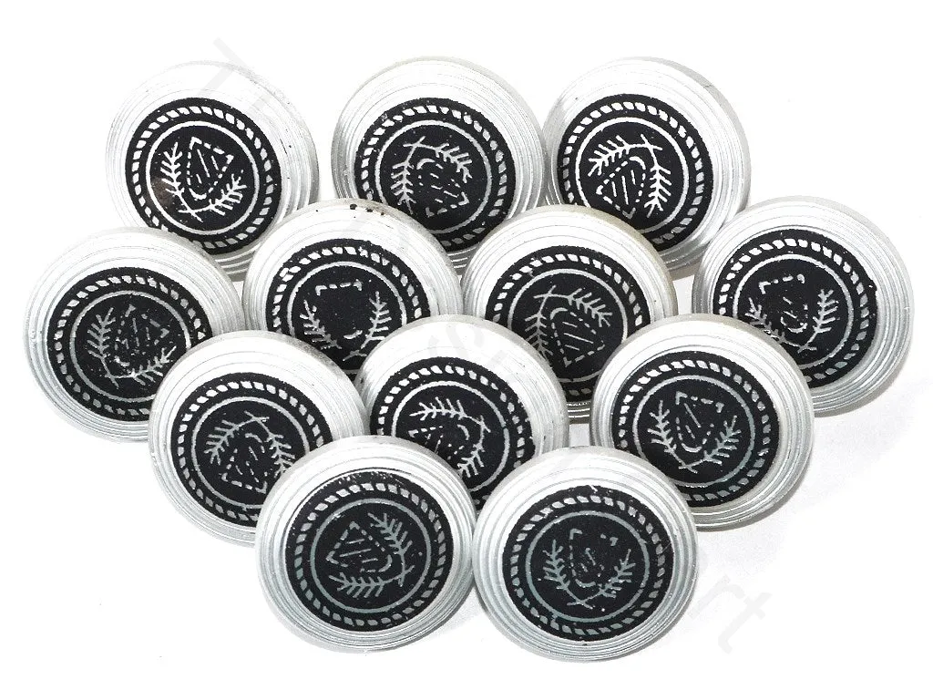 Silver Black Crest Acrylic Coat Buttons