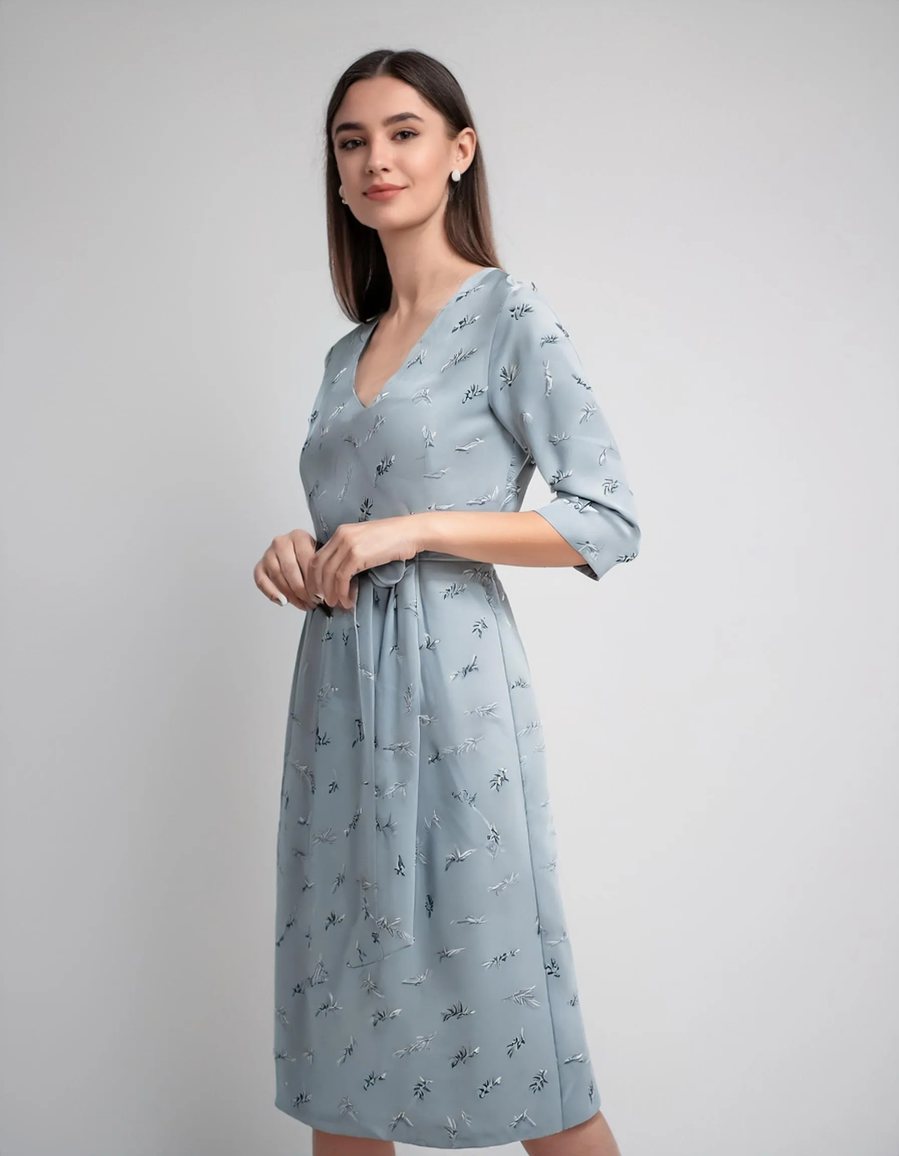 Sky Blue Scalloped Hem Shift Dresses