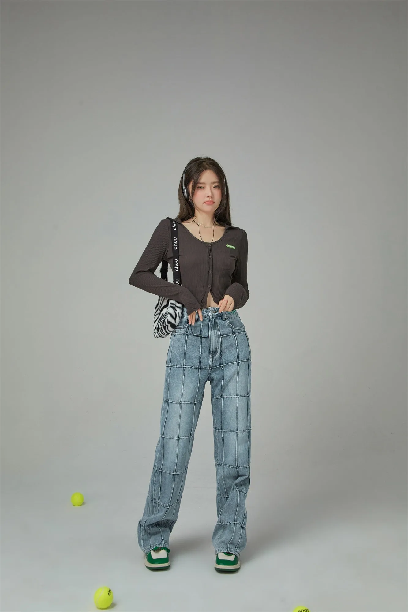 Squares High-Waisted Wide Jeans