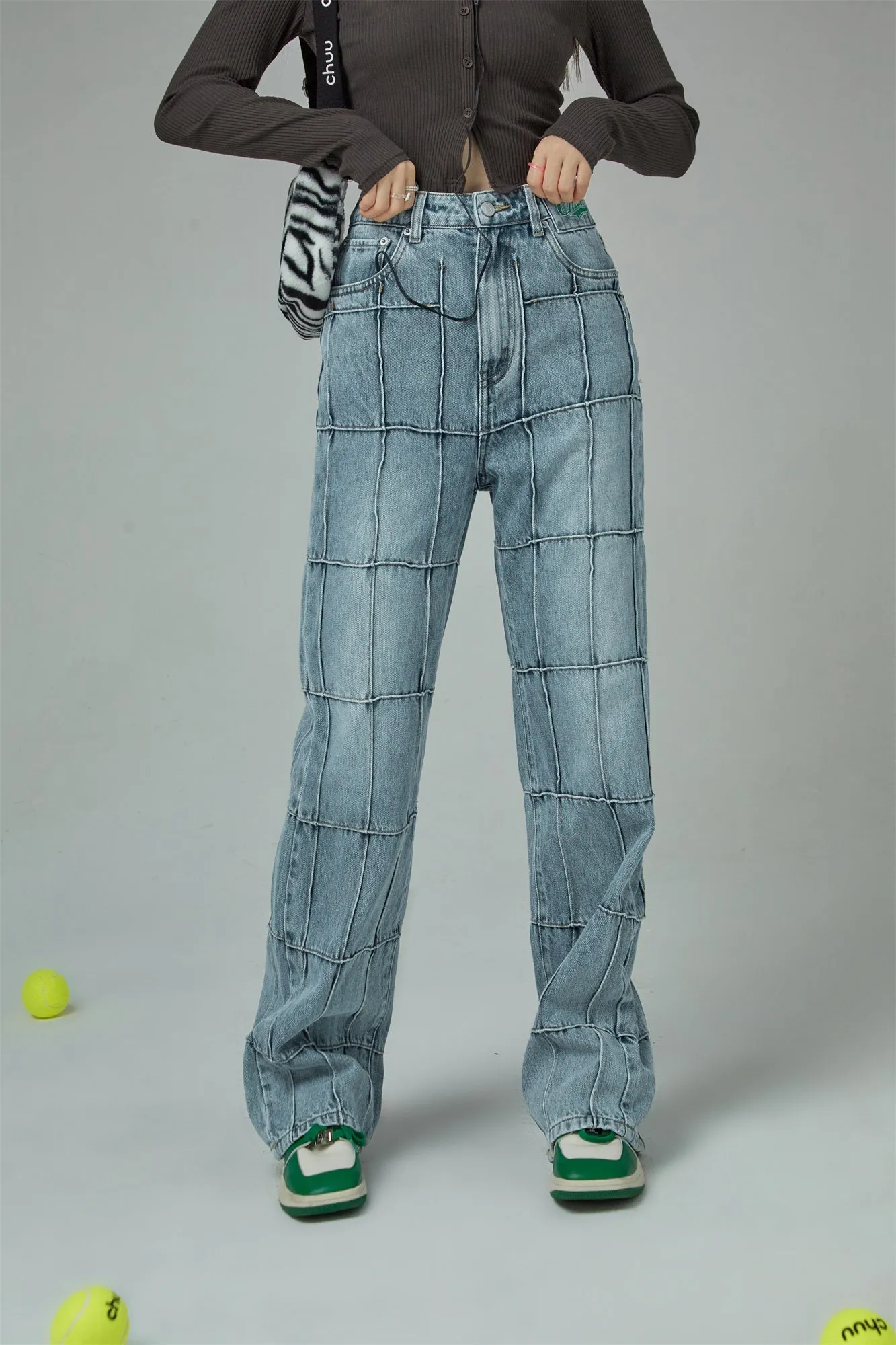 Squares High-Waisted Wide Jeans