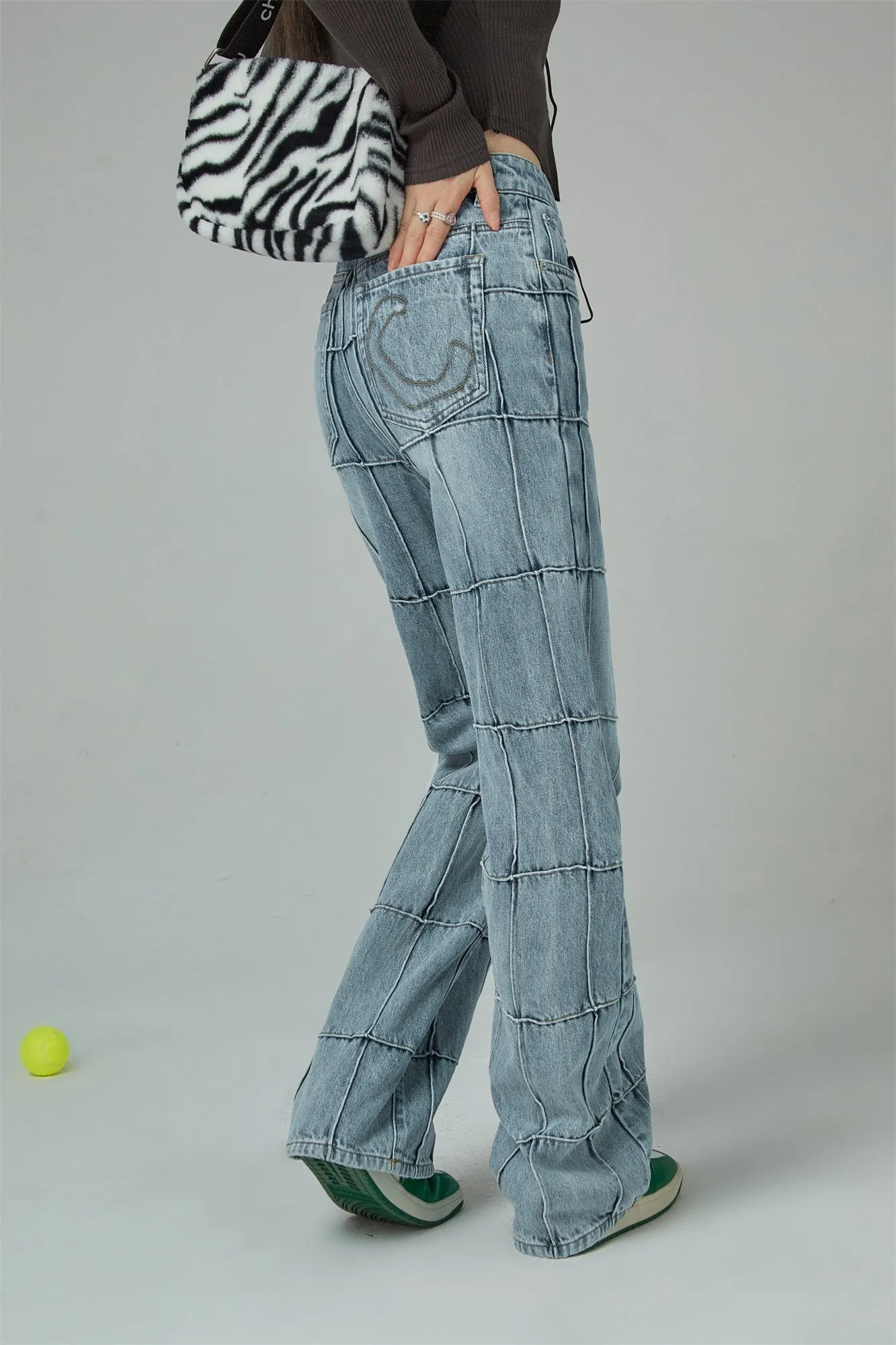 Squares High-Waisted Wide Jeans