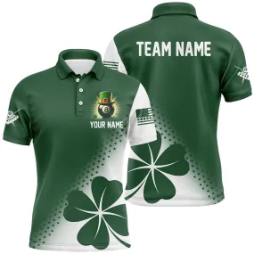 St Patrick's Day Green Clover Custom Men Billiard Polo Shirts, Patrick Day Lucky Billiard Shirts