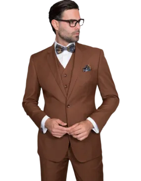 Statement Copper Men's 3pc Suit 100% Wool Tailored-Fit Vested