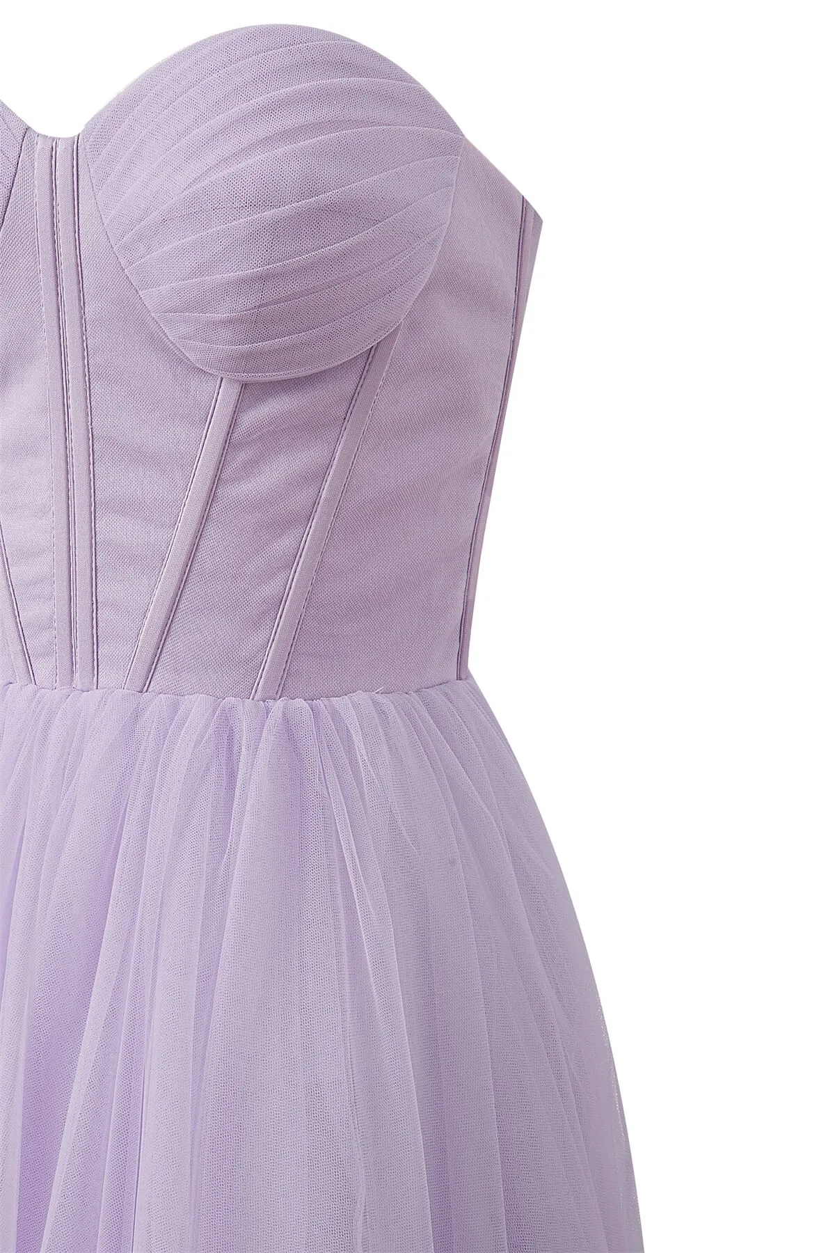 Strapless Puffy Midi Tulle Dress