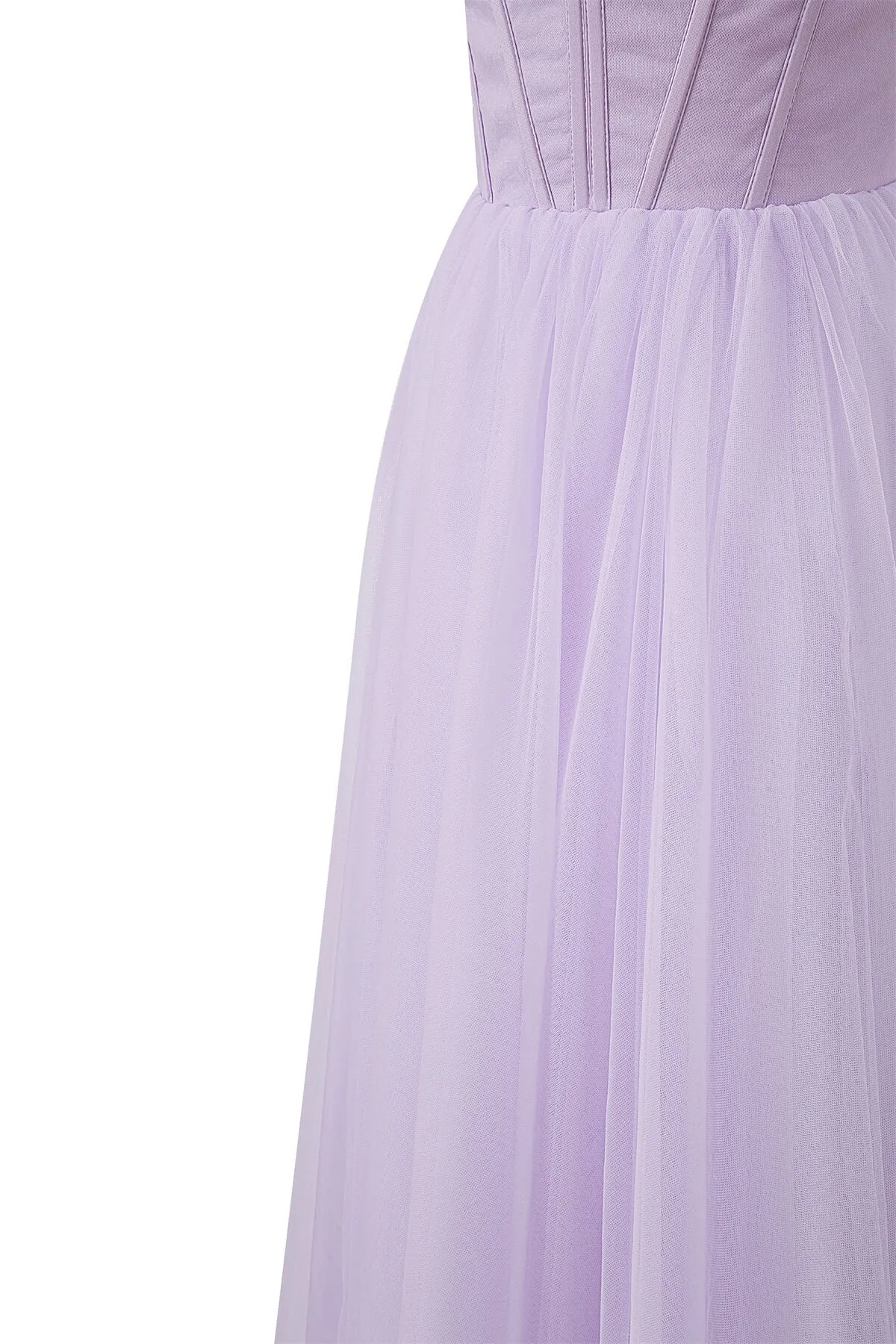 Strapless Puffy Midi Tulle Dress