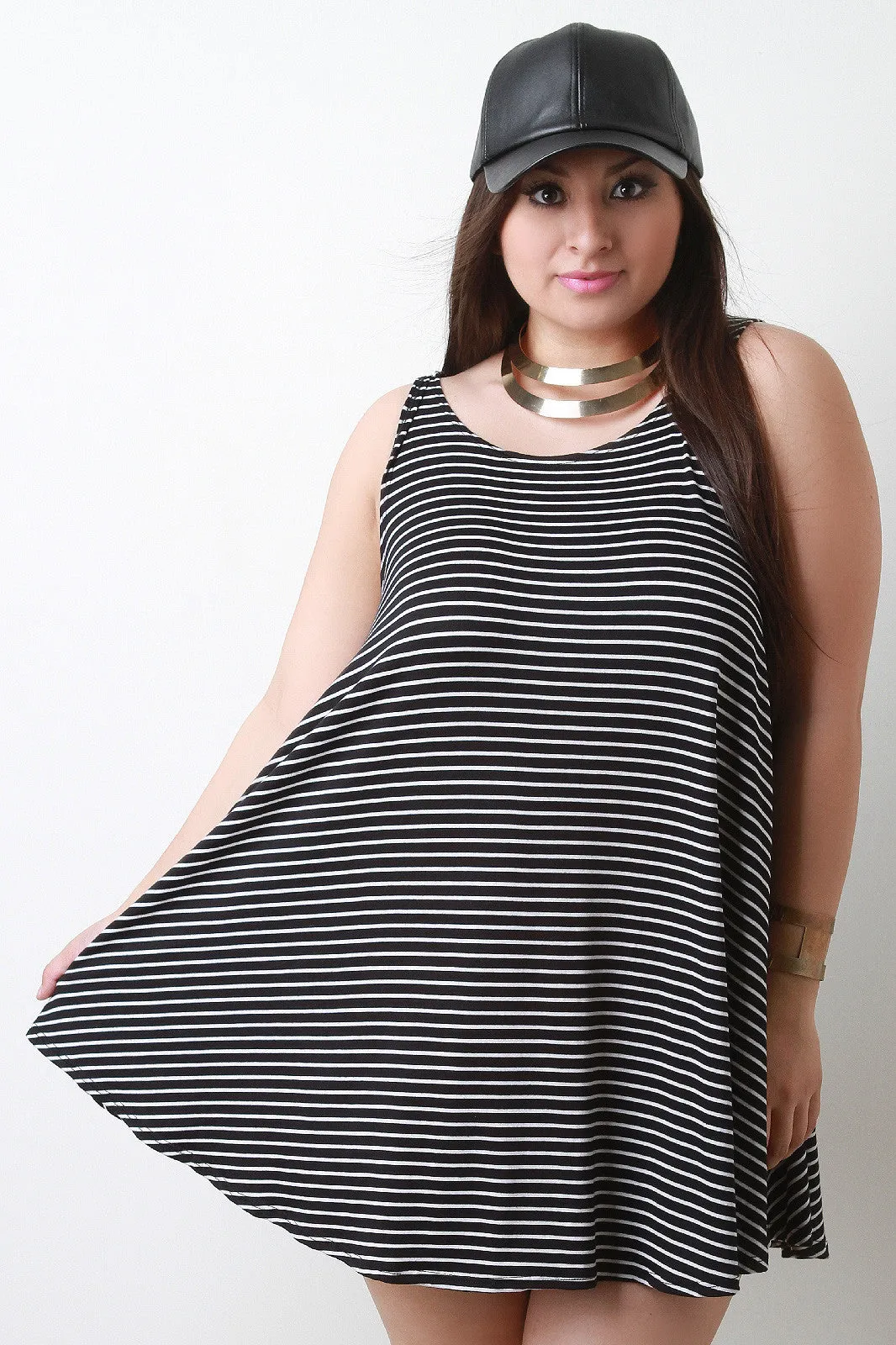 Stripe Sleeveless Flowy Shift Dress