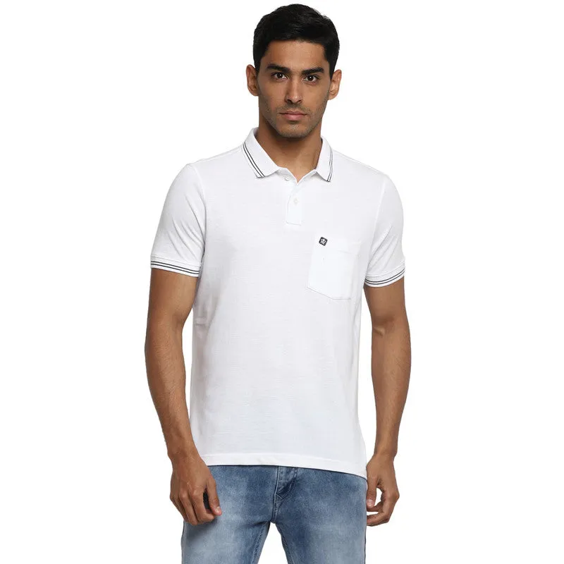 Turtle Men Essentials White Solid Polo Neck T-Shirts (37551)