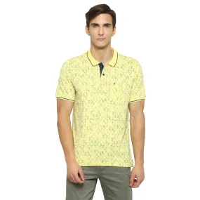 Turtle Men Yellow Printed Polo Neck T-Shirts