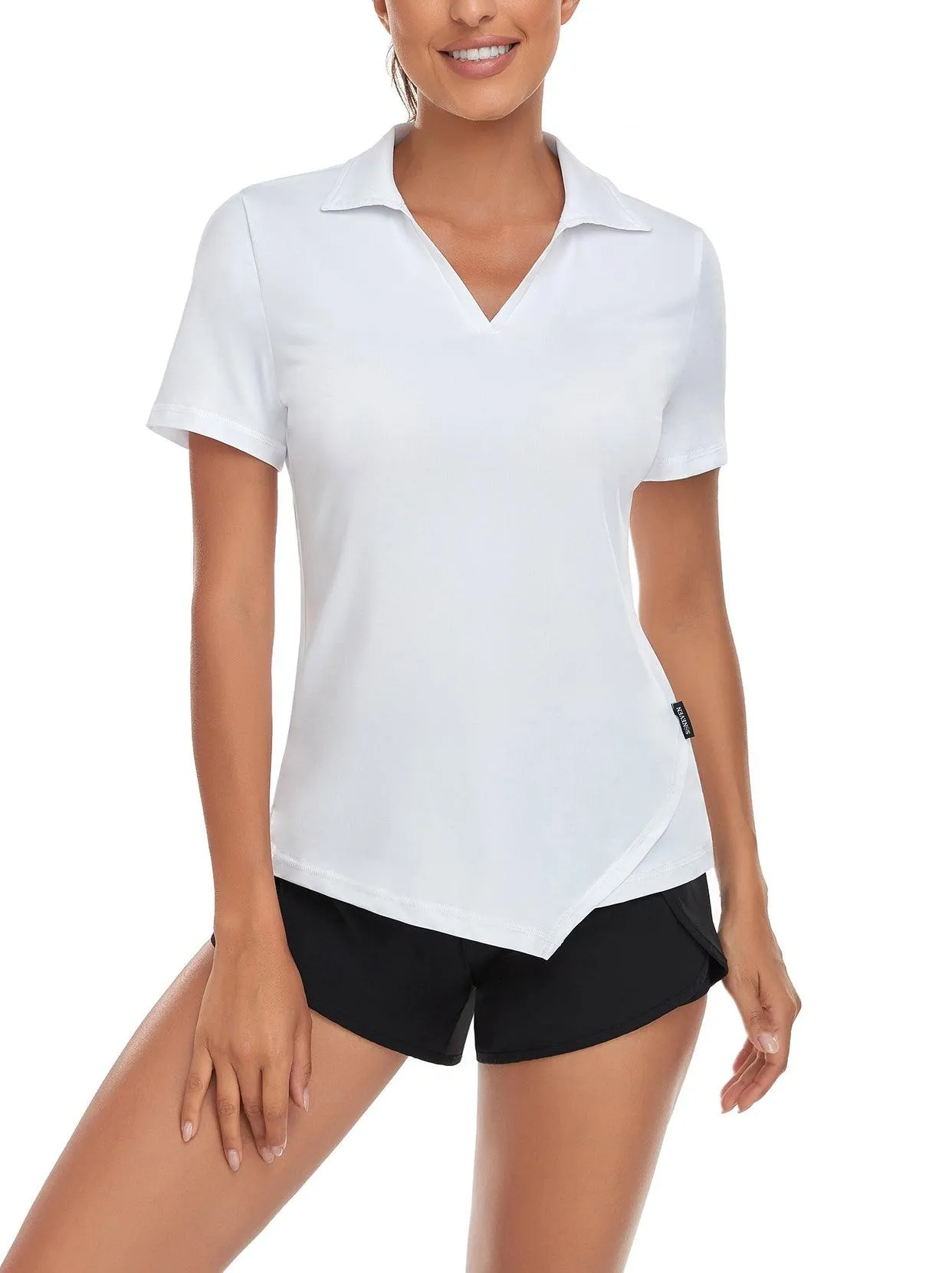 White Short Sleeve Golf Shirt for Women