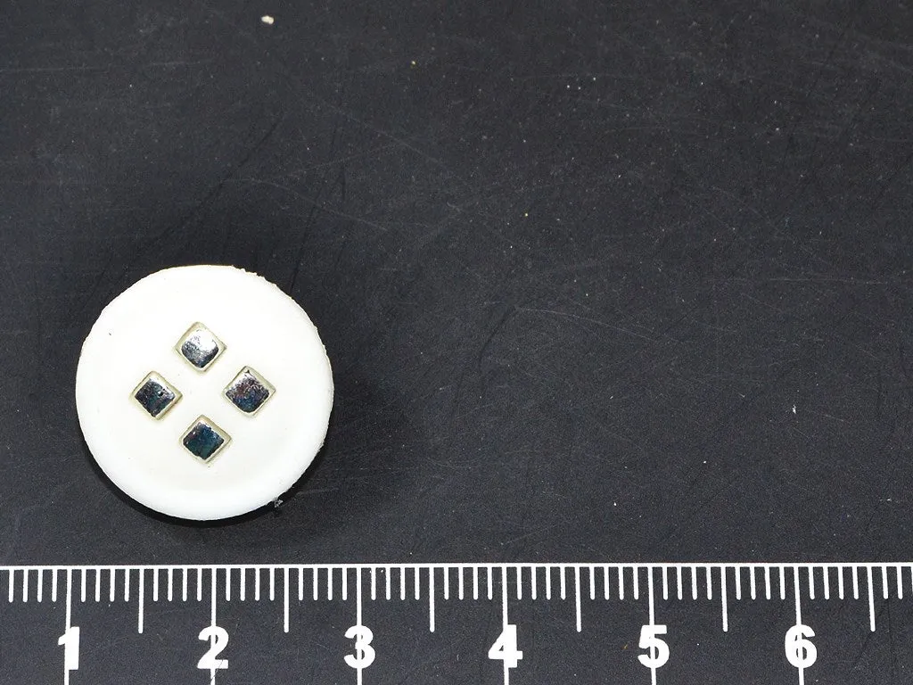 White Silver Geometric Acrylic Coat Buttons