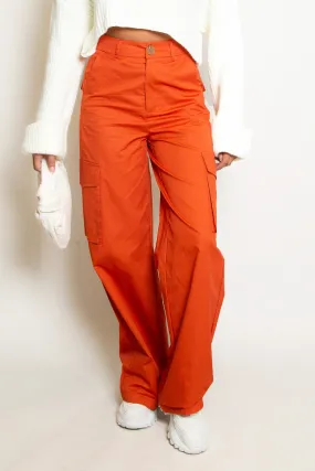 Wide Leg Cargo Trousers - Orange