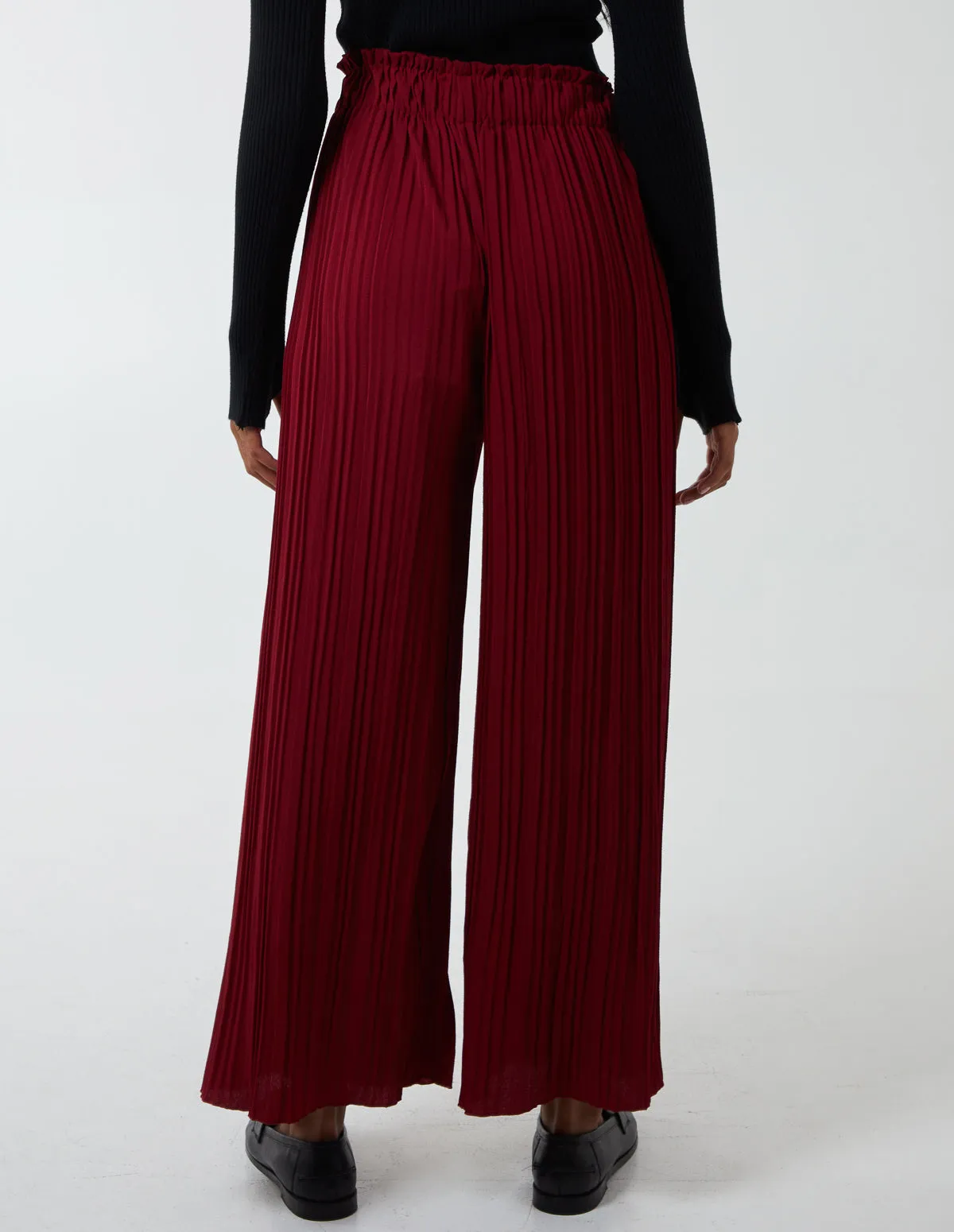 Wide Leg Pleated Trousers