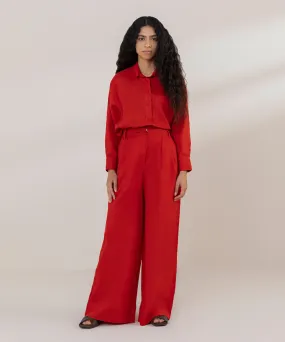 Wide Leg Pleated Trousers