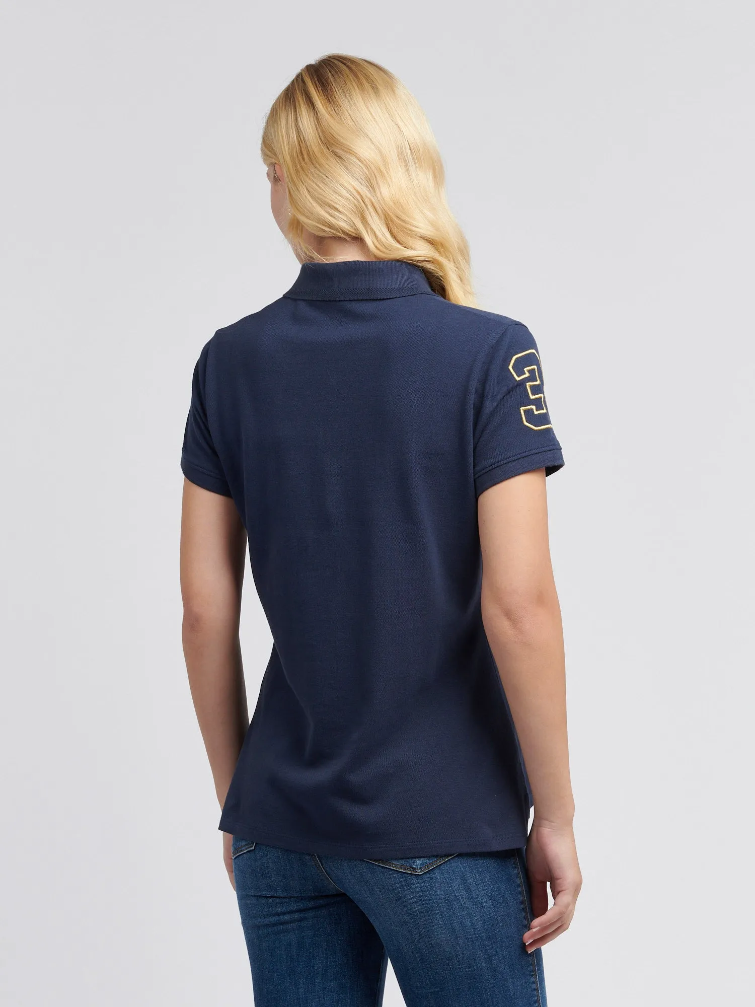 Womens Gold Player 3 Polo Shirt in Navy Iris