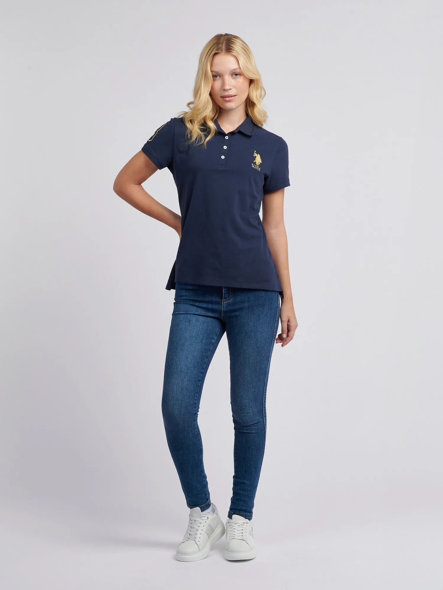 Womens Gold Player 3 Polo Shirt in Navy Iris