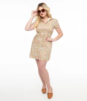 Yellow Floral Cotton Shirt Dress